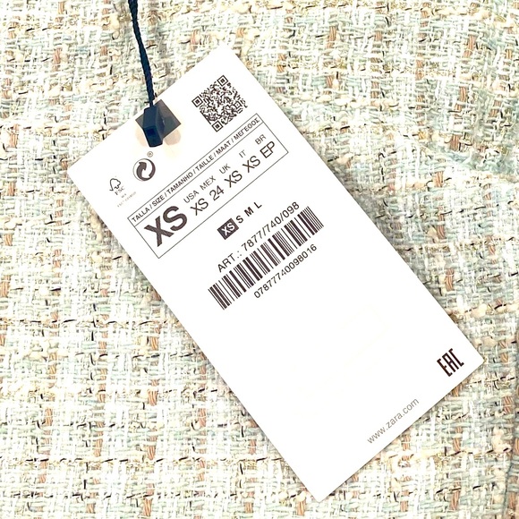 ZARA Tweed Textured Lined Crop Top Blue Subtle Silver Streaks NWT XS - Picture 5 of 7